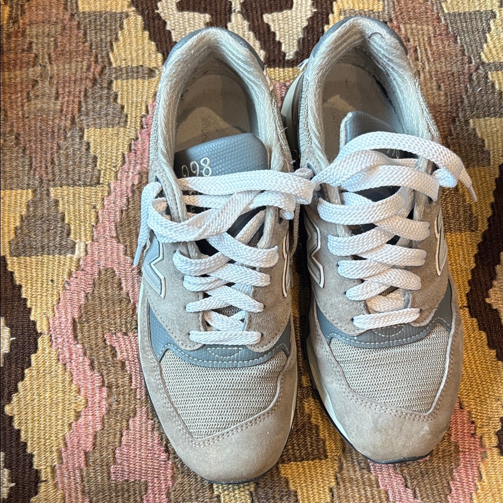 New Balance Gray and Tan 998 Sneakers